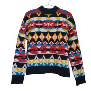 Piombo Italian Fairisle sweater,wool blend,aztec print,retro,vintage inspired,S